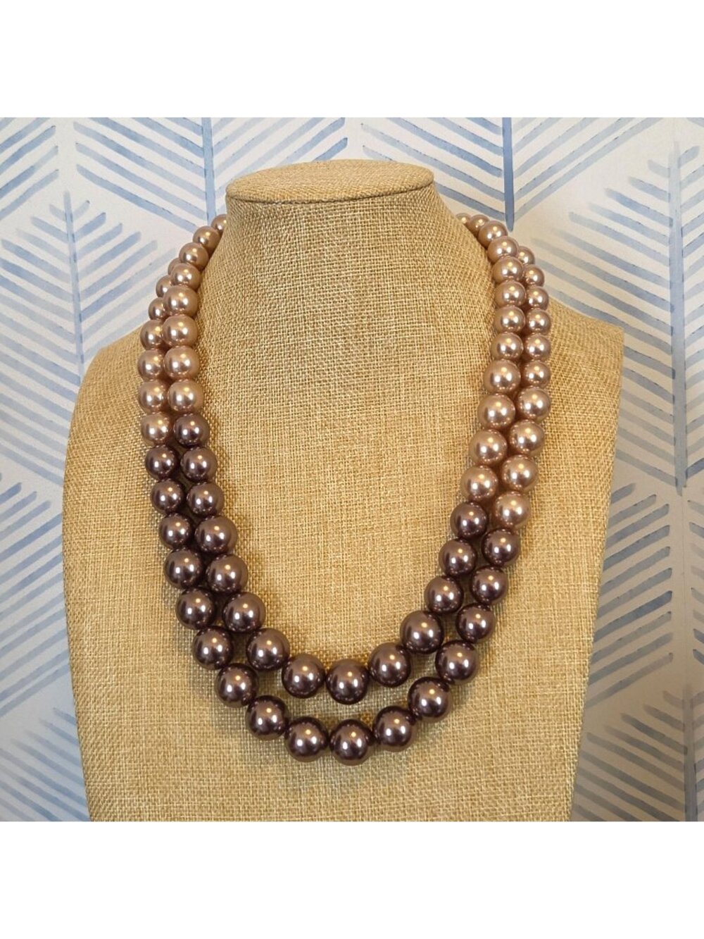 Roman Vintage 46" 2 Toned Graduated Imitation Pearl Beaded Necklace